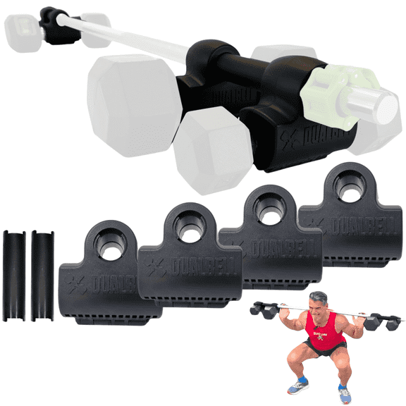 Dualbell Dumbbell Converters Superset Black - Connect Dumbbells to Barbell, Barbell Adapters for Home Gym