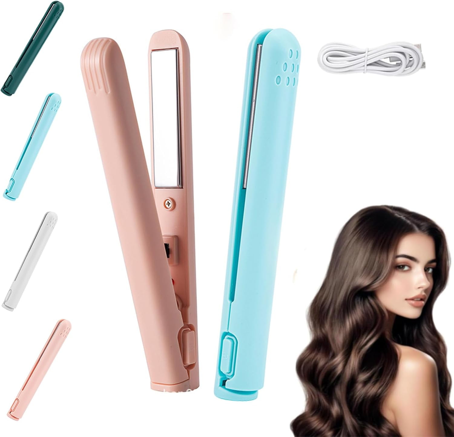 Mini 2-in-1 Lockenstab & Glätteisen - Rosa