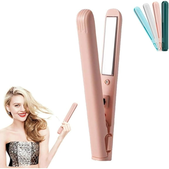 Mini Dual-Purpose Curling Iron, Regulatem Ceramic Mini Hair Curler, 2-in-1 Portable Curling Wand and Flat Iron, USB Mini Dual Curling Iron