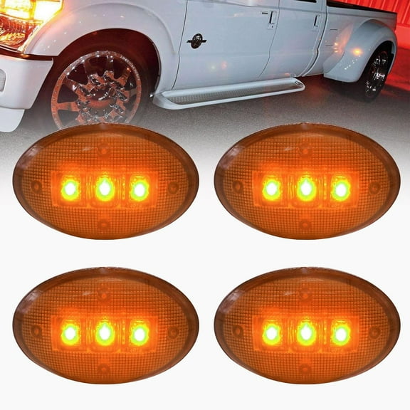 Dually Bed Fender Side Marker LED Lights compatible with F350 F450 F550, 4PCS Amber Marker Lights