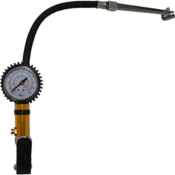 Dually Tire Inflator Dual Chuck Nozzle for Inner Wheel Stems (Oversized Reader Gauge)