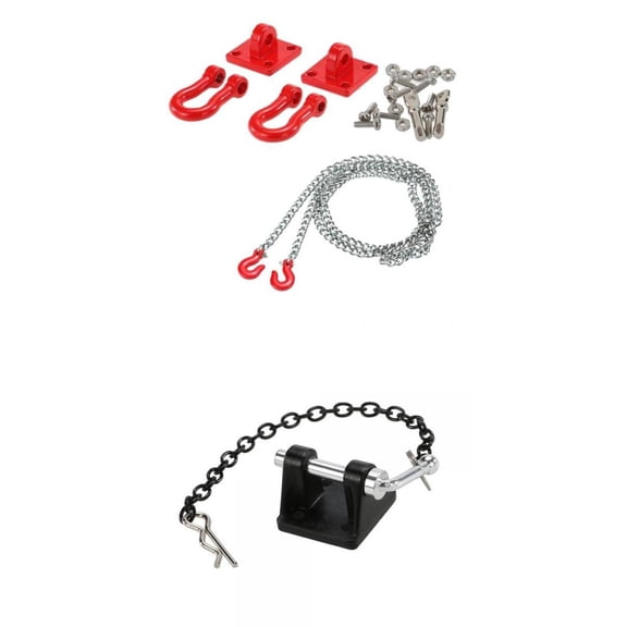 Dualoai 1:10 RC Rock Crawler Tow Hook Shackle Trailer Chain fr Axial SCX10 RC4WD D90