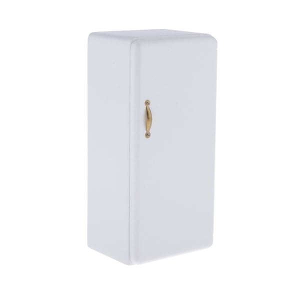 Dualoai 1/12 Dollhouse Kitchen Wooden Furniture, Miniature White Refrigerator Fridge for