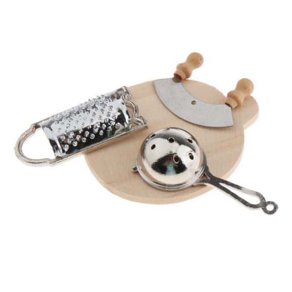 Dualoai 1/12 Scale Dollhouse Miniature Kitchen Model Chopping Board Playset Accs, Miniature Kitchen Cooking Kit Accessory