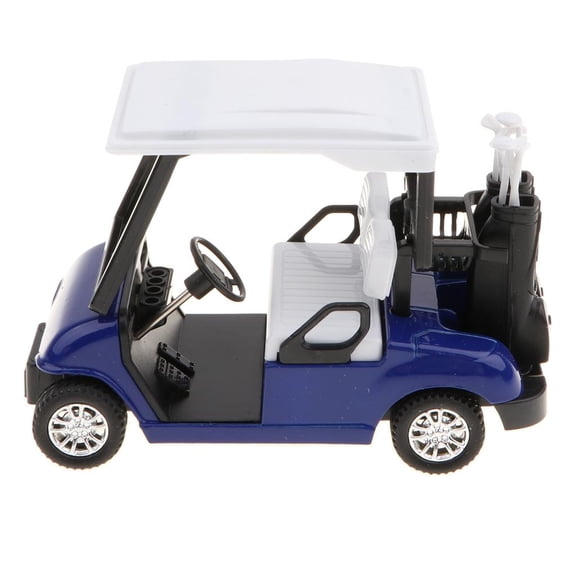 Dualoai 1:20 Scale Mini Alloy Pull Back Golf Cart with Clubs Diecast Model Toy Blue