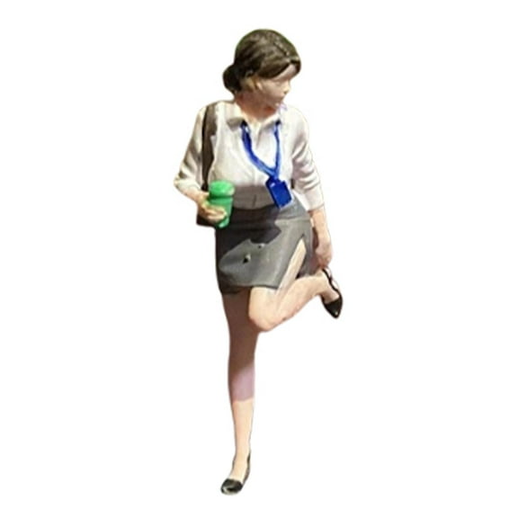 Dualoai 1/64 Girl Figurine Model Dioramas Mini Architectural Figurine for Sand Table white collar