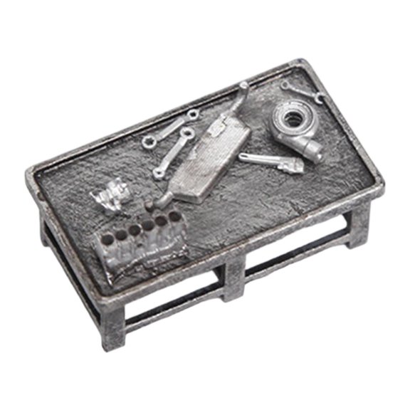 Dualoai 1/64 Miniature Workbench Mini Desk Ornament Realistic Small Work Table Model With Random Tools