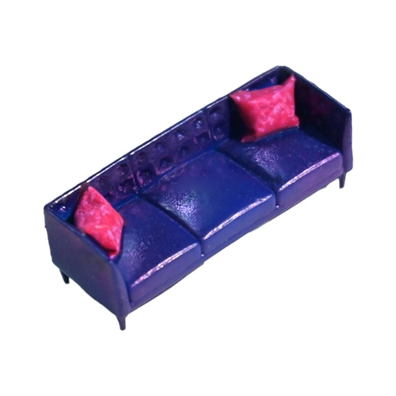 Dualoai 1/64 Scale Sofa Model DIY Scene Layout Decorative Collection Dollhouse Couch Blue