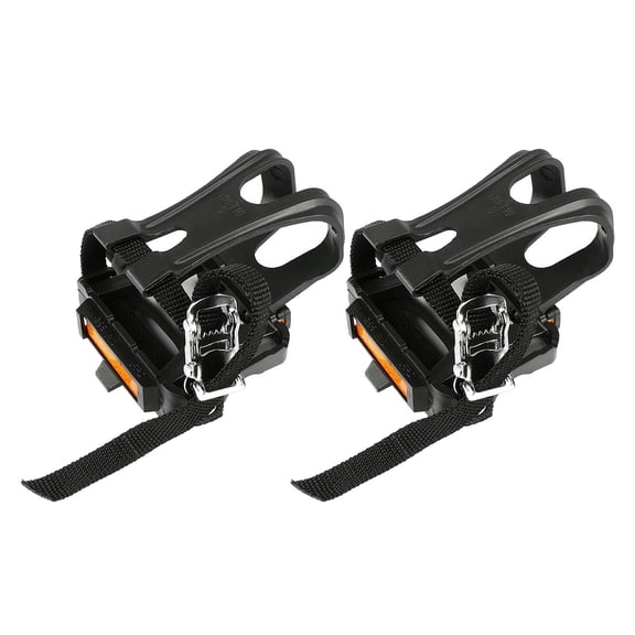 Dualoai 1 Pair Bike Cycling Bicycle Pedal With Toe Clip & Strap Lightweight for MTB Road