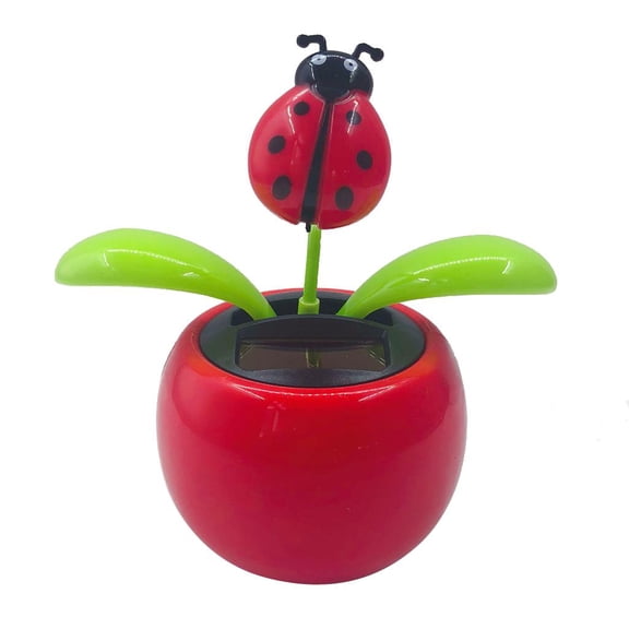 Dualoai 1 Piece Window Ornament Powered Dancing Swinging Dancer Toy Portable Car Decor Office Desk Decorations , Ladybug, 10.5x6.5x11.3cm