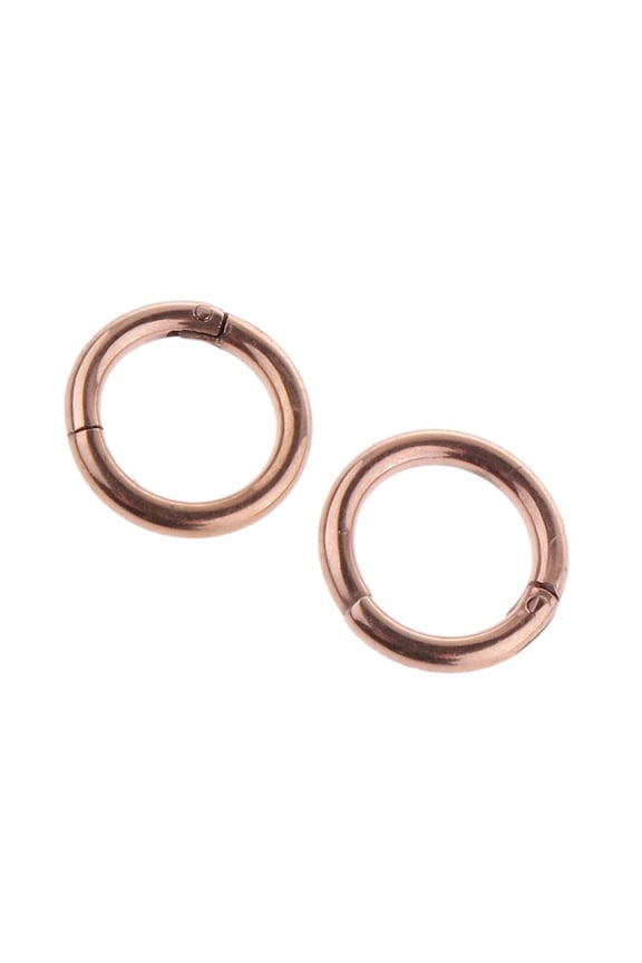 1 pair of stainless steel hoop earrings for lip, nose and helix piercings, rose 6mm