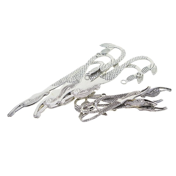 Dualoai 10-Packs Anqitue Silver Metal Bookmark Beading Bookmarks with Mermaid Patterns