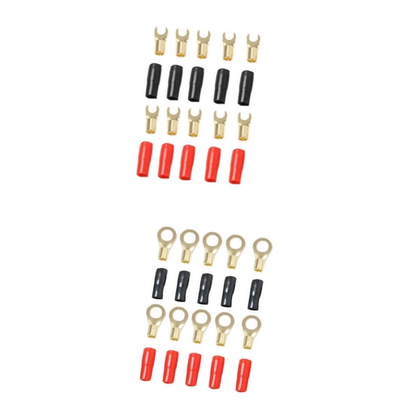 Dualoai 10 Pair 8 AWG Car Audio Power Grounding Wire Ring Incl. Fork clamp connector