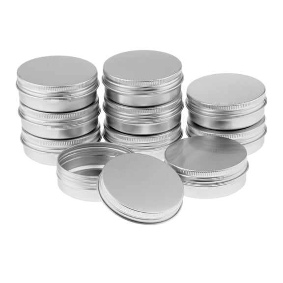 Dualoai 10 Pieces 60g Aluminum Tin Flat Tins Jars Empty Slide Round Tin Containers Silver