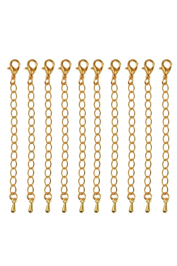10 Pieces Gold Color Round Rings Link Extender for Jewelry Making Safety Chain