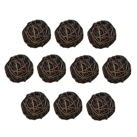 Dualoai 10 x 4, 5, 7, 8 cm Rattan Wicker Balls Cane Branch Spheres Rustic Display Decor 5CM