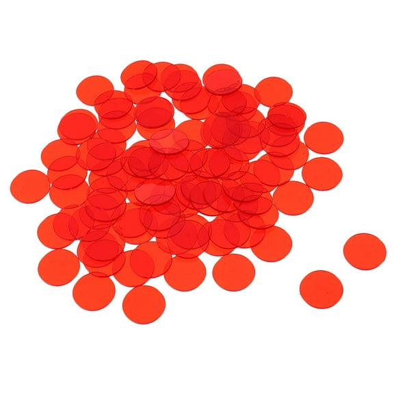 Dualoai 100 Bingo Chips Transparent Counting Chips Markers Counters for Board Games Red1