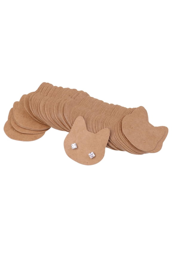 100 Pieces Kraft Paper Cat Earring Display Tags Cards Jewellery Holder