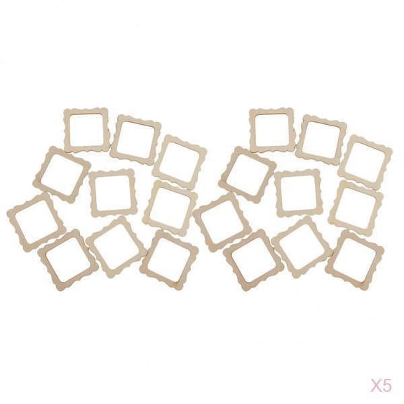 Dualoai 100 Pieces Wooden MDF Frame 50mm Square Photo Frame, Embellishments, Decoration,