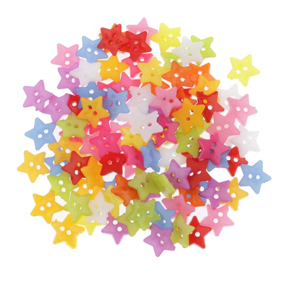 Dualoai 100 pieces plastic buttons For craft buttons Craft buttons 15mm synthetic button Star