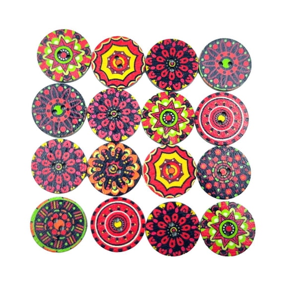 Dualoai 100Pcs 2 Hole Wood Button for Sewing Scrapbooking 3/4in Red Series