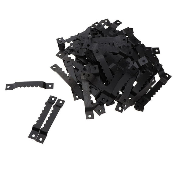 Dualoai 100Pcs Black Sawtooth Picture Photo Frame Hanging Hanger Hooks Double Hole