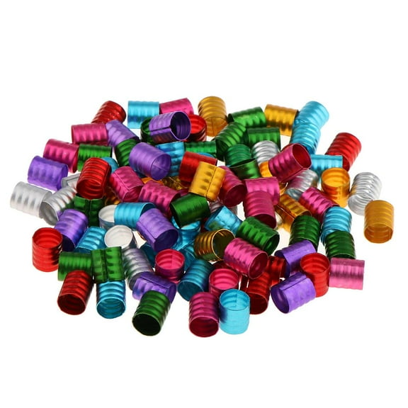 Dualoai 100pcs New Braid Hair Beads Dreadlocks Cuffs Clips Rings for Hair Extensions D