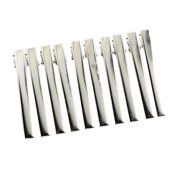 Dualoai 10Pcs Alligator Hair Clips 75mm W / Teeth Silver Hair Bow Clips Bulk for Arts and