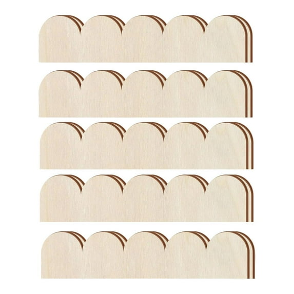 Dualoai 10Pcs Fan Shape Decorative Wood Trim Moulding Trims DIY Handcraft Decor Wood Molding for Picture Frame Door Wall Fence Window 40cmx9cmx0.3cm