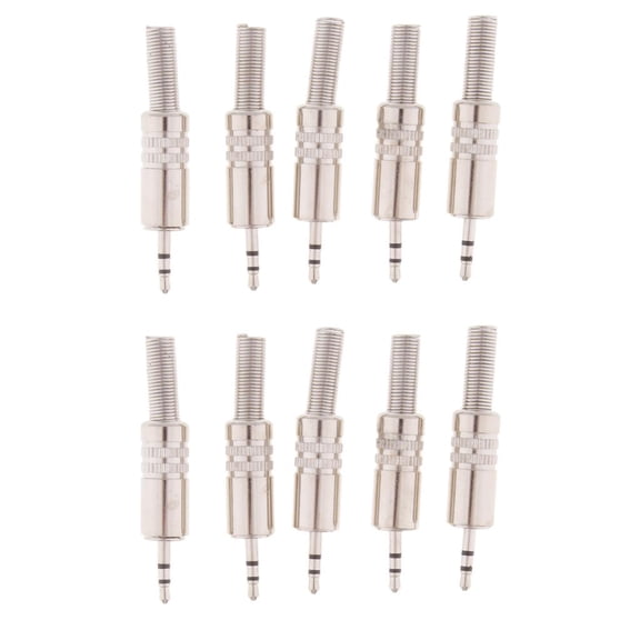 Dualoai 10Pcs Replacement 2 . 5mm Stereo TRS 3 Pole Male Connector for