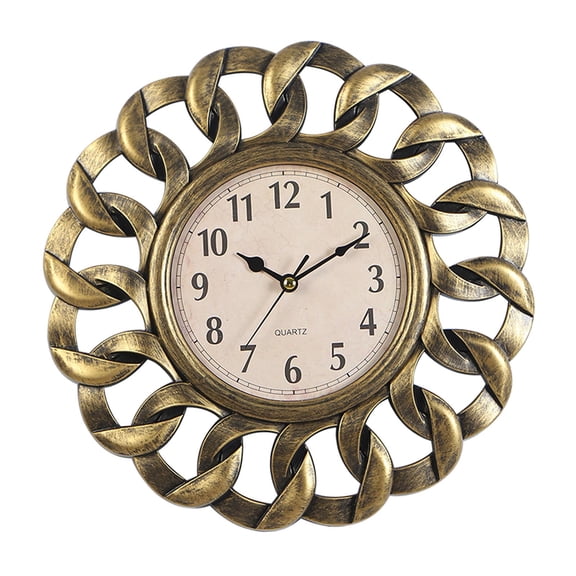 Dualoai 10inch Clock, Rustic Silent Stylish Arabic Numerals Creative Hanging Clocks for Gold