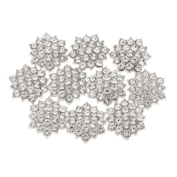Dualoai 10pcs Rhinestone Flower Embellishments Button Flatback Beads DIY For Jewelry C