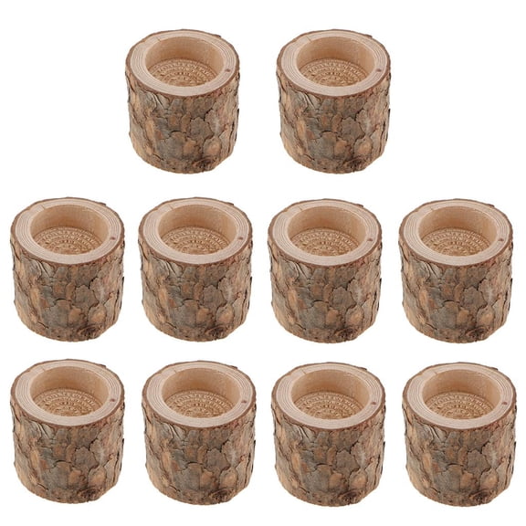 Dualoai 10x Natural Tree Stump Wooden Candle Holder/Tea Light For Candlelight Dinner 5cm