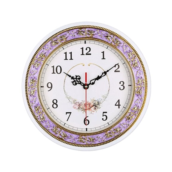 Dualoai 11inch Super Silent Clock Non Ticking Quartz Wall Clock Home Decor Purple