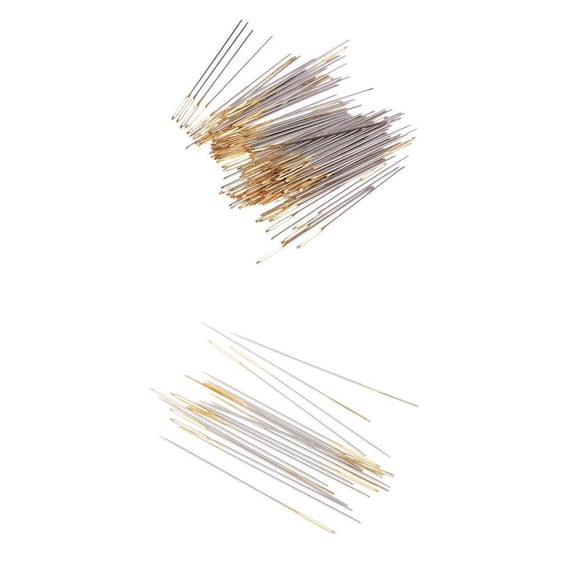 Dualoai 12 Pieces Mixed Sliver Gold Large Eye Embroidery Cross Stitch Hand Needles Size