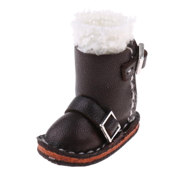 Dualoai 12 inch Dolls Shoes Flat Buckle Boots For 12'' Neo Blythe Pullip Doll - Dark Brown