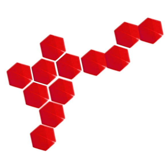 Dualoai 12Pcs Wall Decal Stickers Mirror Hexagonal Home Room Decor Art DIY Decor Red