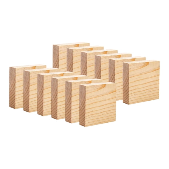 Dualoai 12x Wooden Blocks for Crafts Board 4" x 4" for Painting Carving DIY Projects