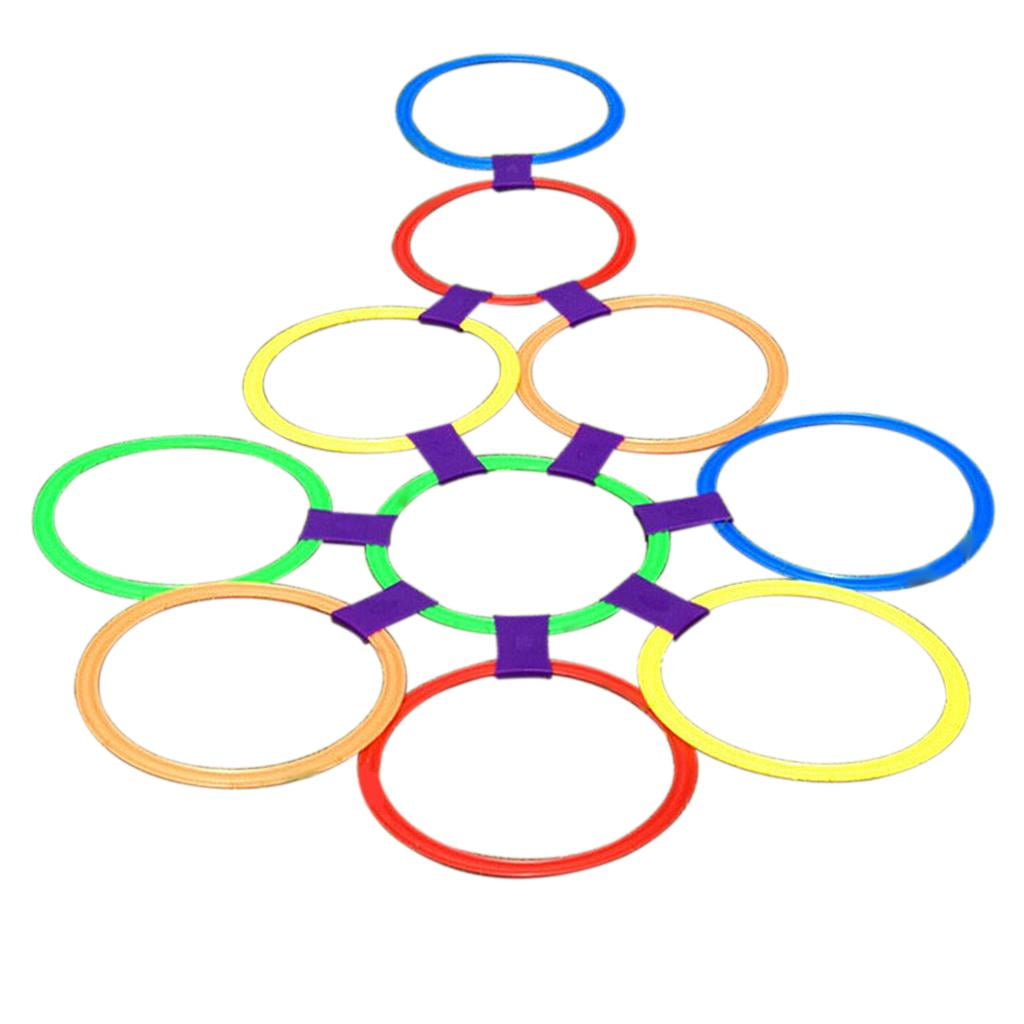 Dualoai 15.5 Inch Diameter 10 Rings And 10 Pliers Hopscotch Games Indoor / Outdoor Set
