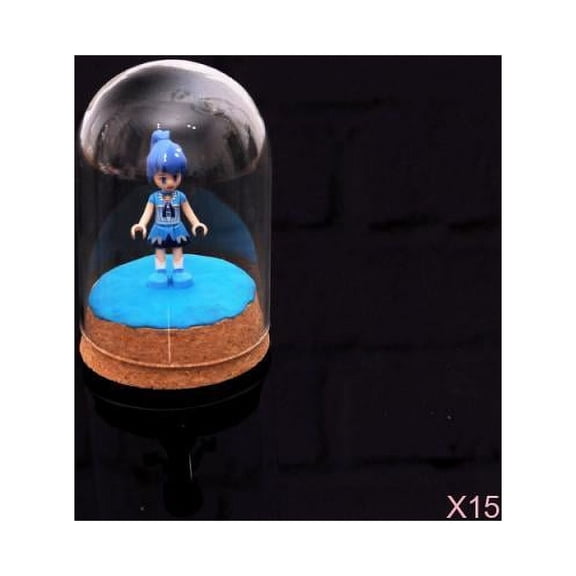 Dualoai 15 Pack Mini Glass Display Dome Cover Vase Doll Toy Crafts Cloche Home Decor