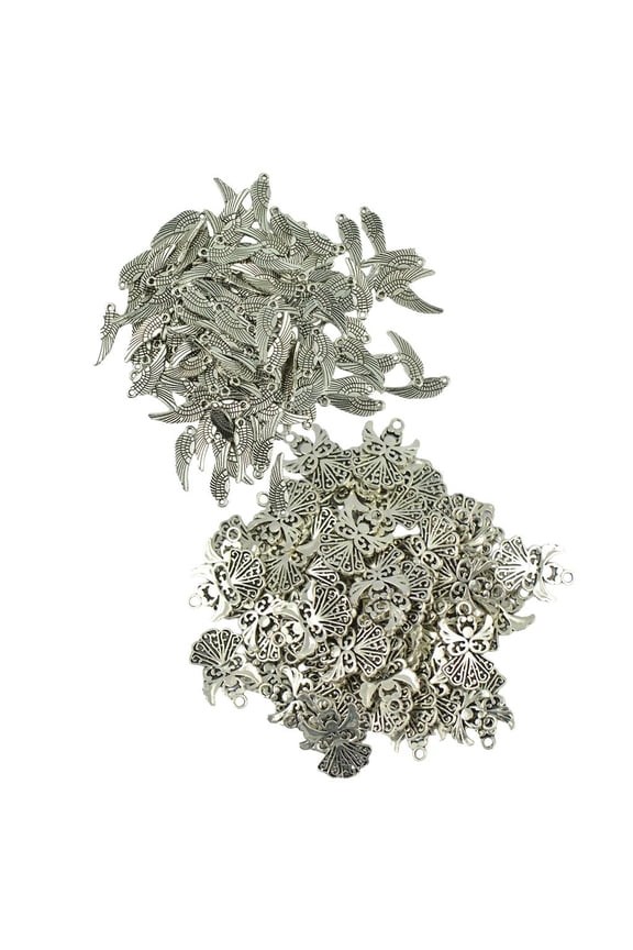 150 Pieces Wholesale Tibet Silver Angel Wing Charms Pendant Jewelry Making DIY