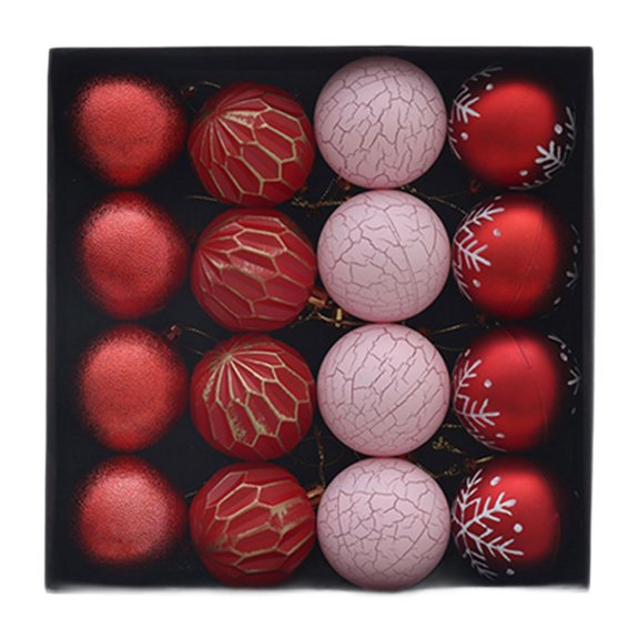 Dualoai 16 Pieces Christmas Ball Ornaments Baubles for Engagement Indoor Celebration Red