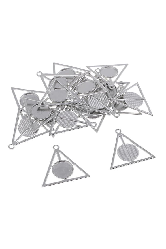 16mm Round Pendant Tray Blank Photo Frame Silver Cabochon Base Setting 20Pcs