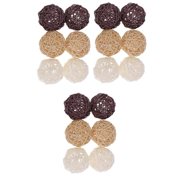Dualoai 18pcs 7cm Rattan Wicker Balls for Home Wedding Decor, Vase Fillers, Bird Toys