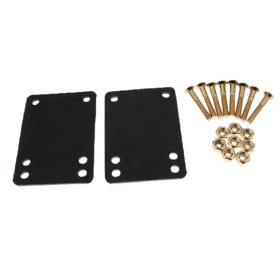 Dualoai 18pcs Longboard Skateboard Black Rubber Riser Pads & Mounting Screw Bolts & Nuts