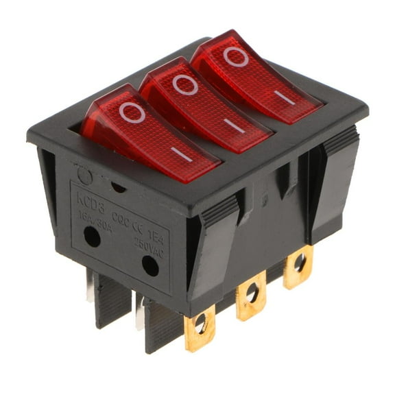Dualoai 1pc Round Type Switch Black AC 16A/30A 250V 9 Pin ON/Off in Mini Boat Switch