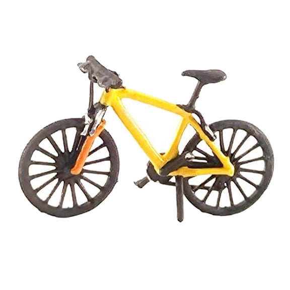 Dualoai 1pcs 1:64 Scale Mini Bicycle Scene Model Mountain Bike Railway Sand Table DIY Building Kits Street Scene Sand Table Diorama DIY Projects Crafts Yellow