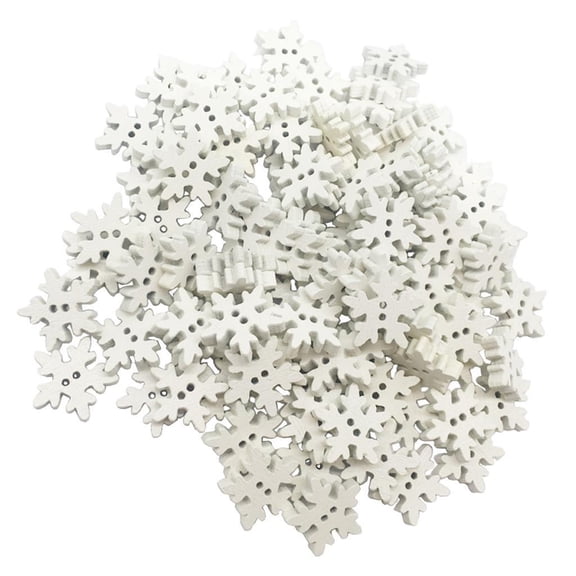 Dualoai 1pcs Wood Buttons 19mm Snowflake Shape 2 Holes Scrapbooking/Sewing/Crafting