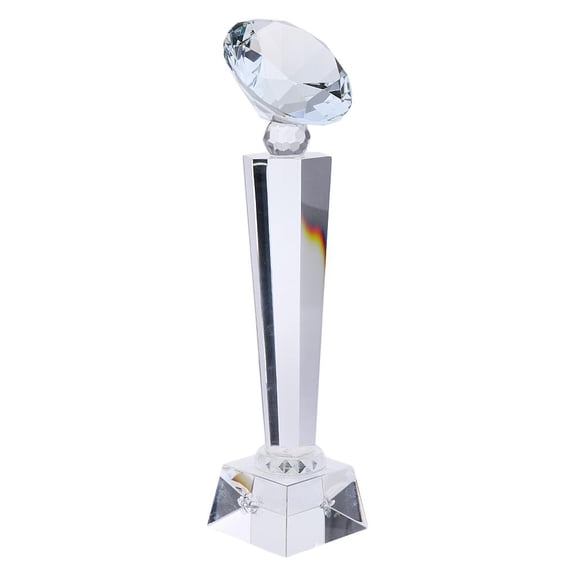 Dualoai 1x 29cm Height Rock Crystal Quartz Trophy Top Diamond for Encourage Souvenir