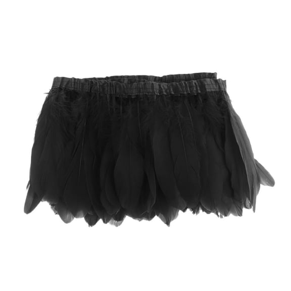 Dualoai 2.18 Yard Soft Artificial Feathers Fringe Trims Ribbon - Used for Dress, Sewing Decoration, Craft Clothing, Boots, Wedding Decoration, DIY, Etc Black